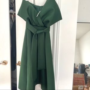 ASOS DESIGN emerald off-shoulder midi dress, brand new